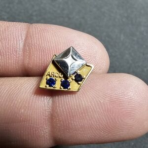 10K YELLOW & WHITE GOLD 3 SAPPHIRES ARCO SERVICE LAPEL PIN TIE TACK TIE PIN MAY